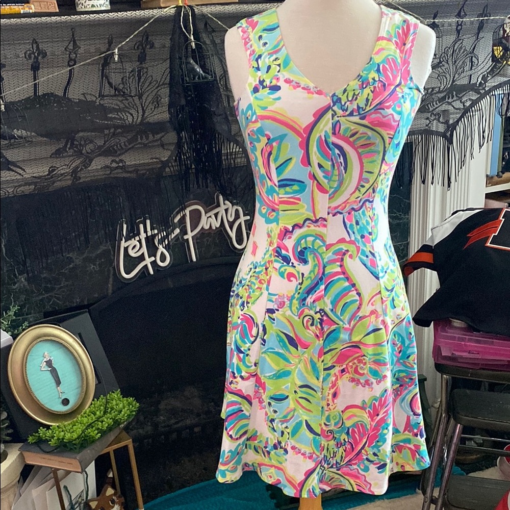 Lilly Pulitzer Fit and Flare Pink and Blue Mini Dress